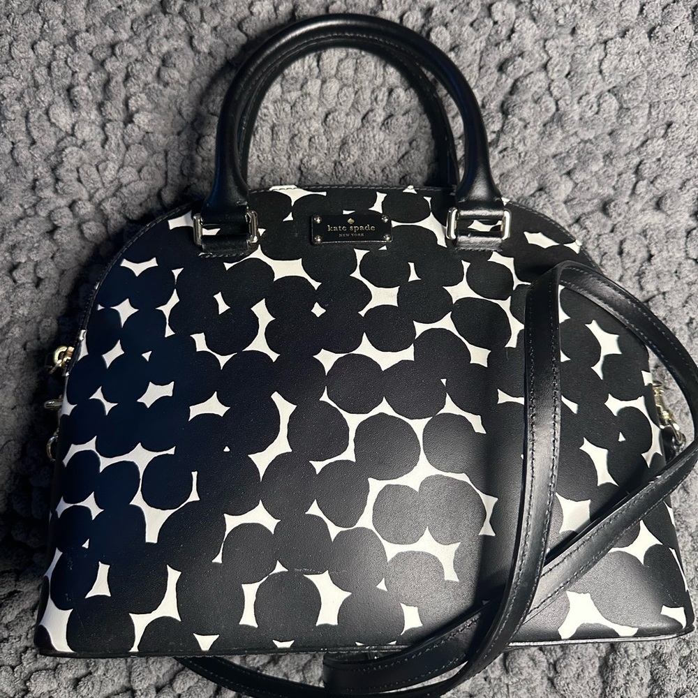 Kate Spade New York Grove Street Printed Dot Carli Satchel in Black/White